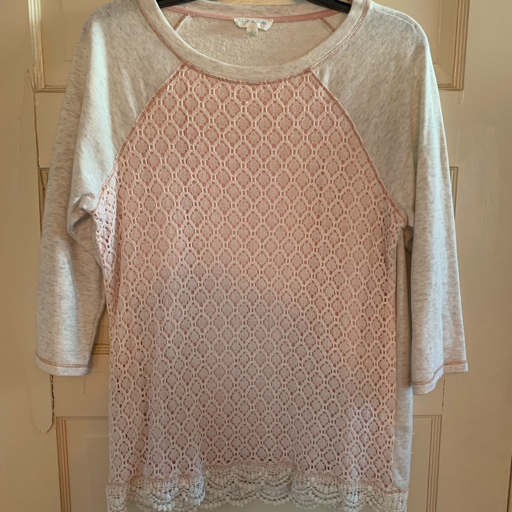 Cream and pink light weight sweater